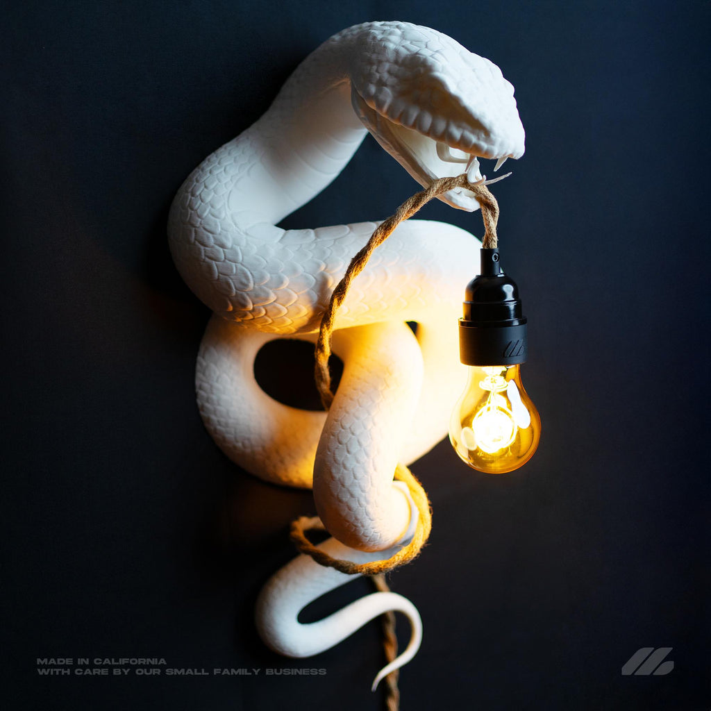 April16studio Snake Wall Lamp Handcrafted Serpent Sconce White