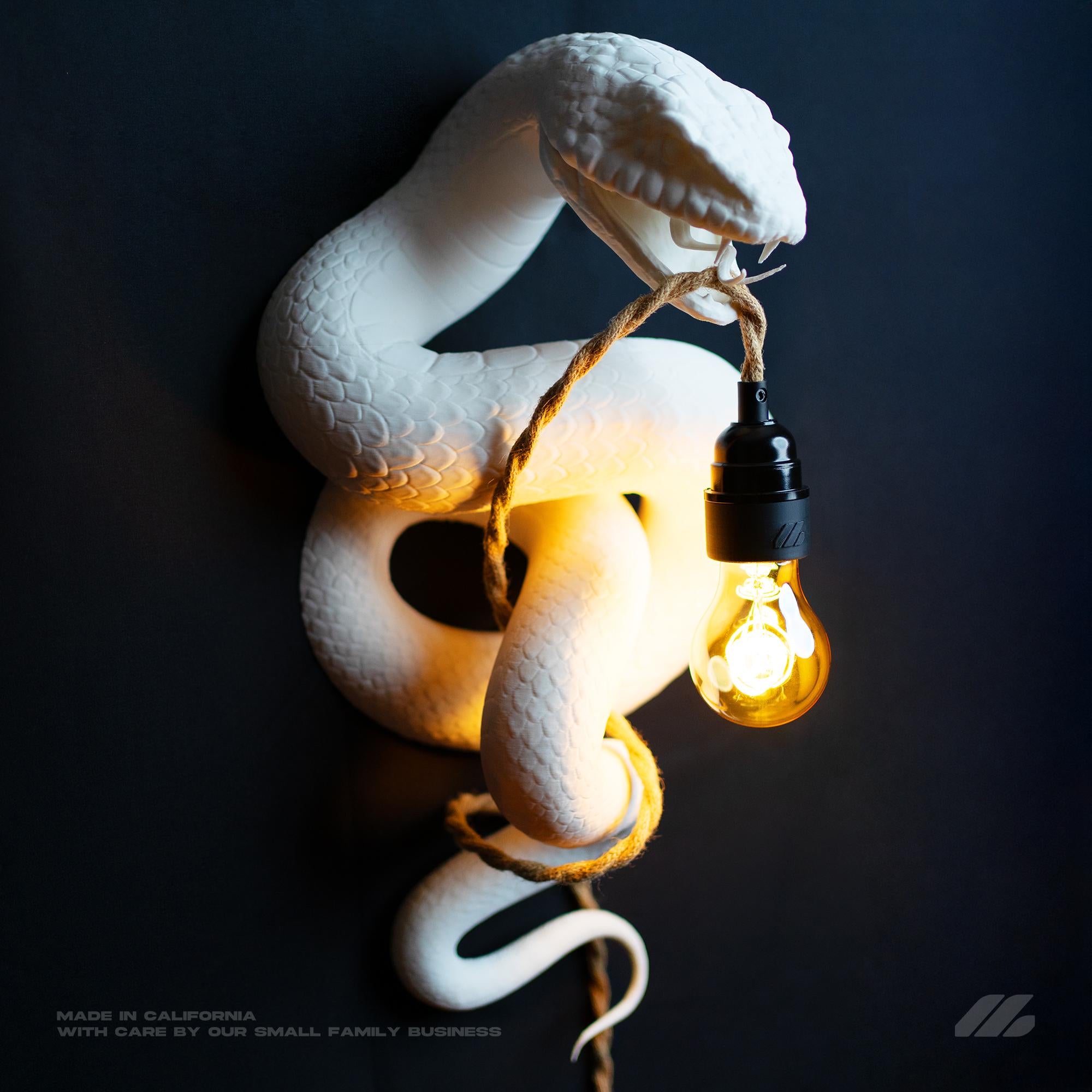 April16studio Snake Wall Lamp Handcrafted Serpent Sconce White