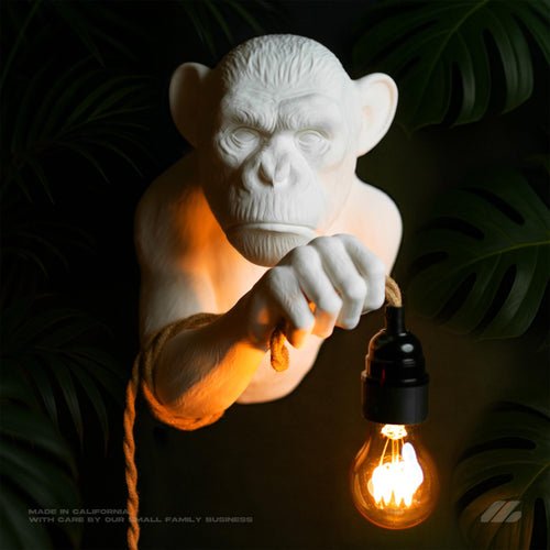 April16studio Monkey Wall Lamp 12in High 9in Wide White