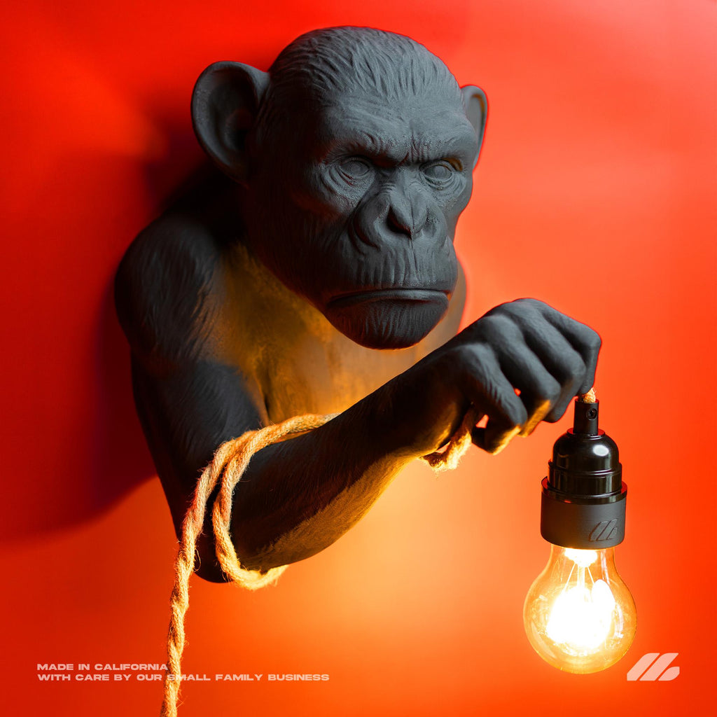 April16studio Monkey Wall Lamp 3D Printed Animal Sconce Matte Black