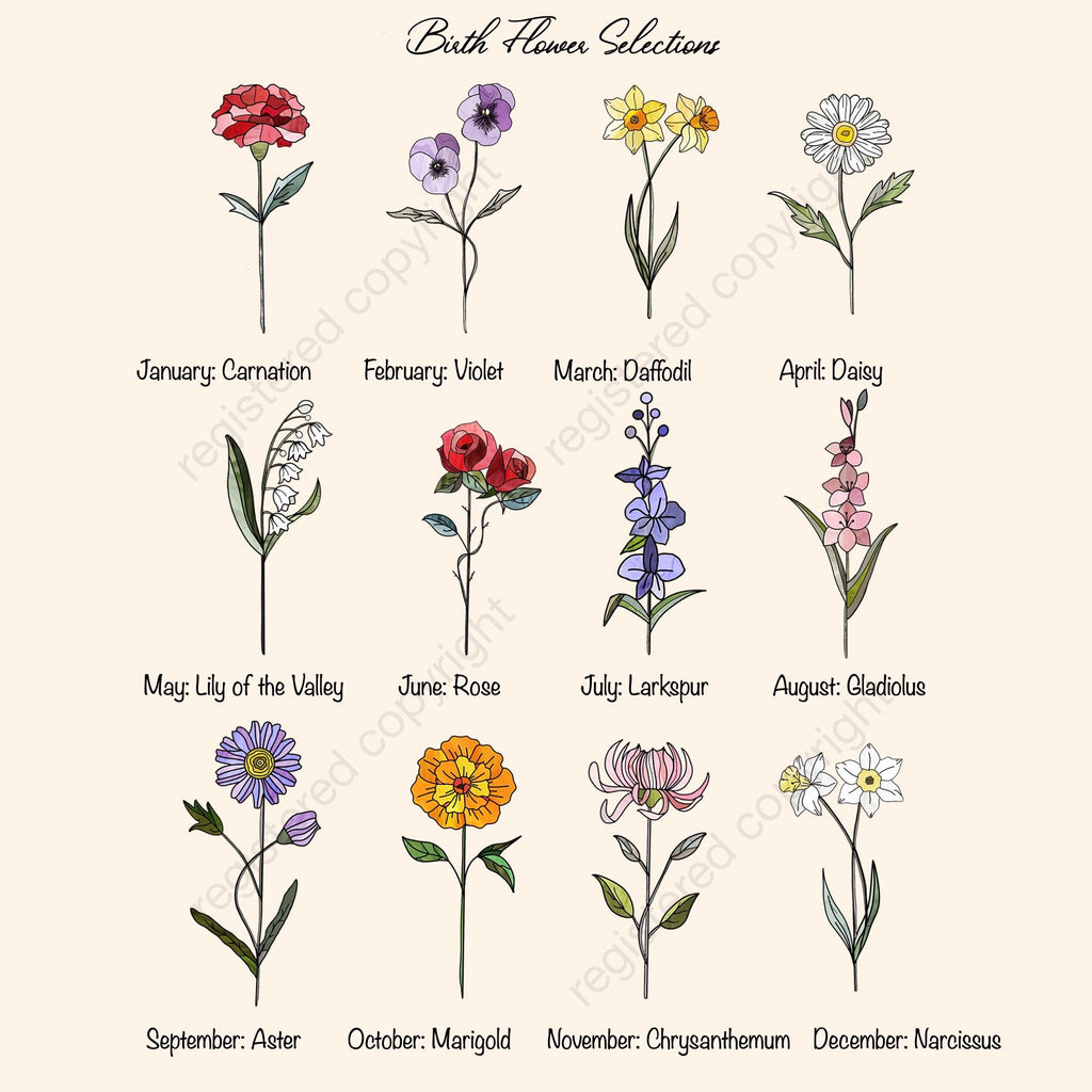 RainLine Family Birth Flower Bouquet Personalized Stained Glass Suncatcher