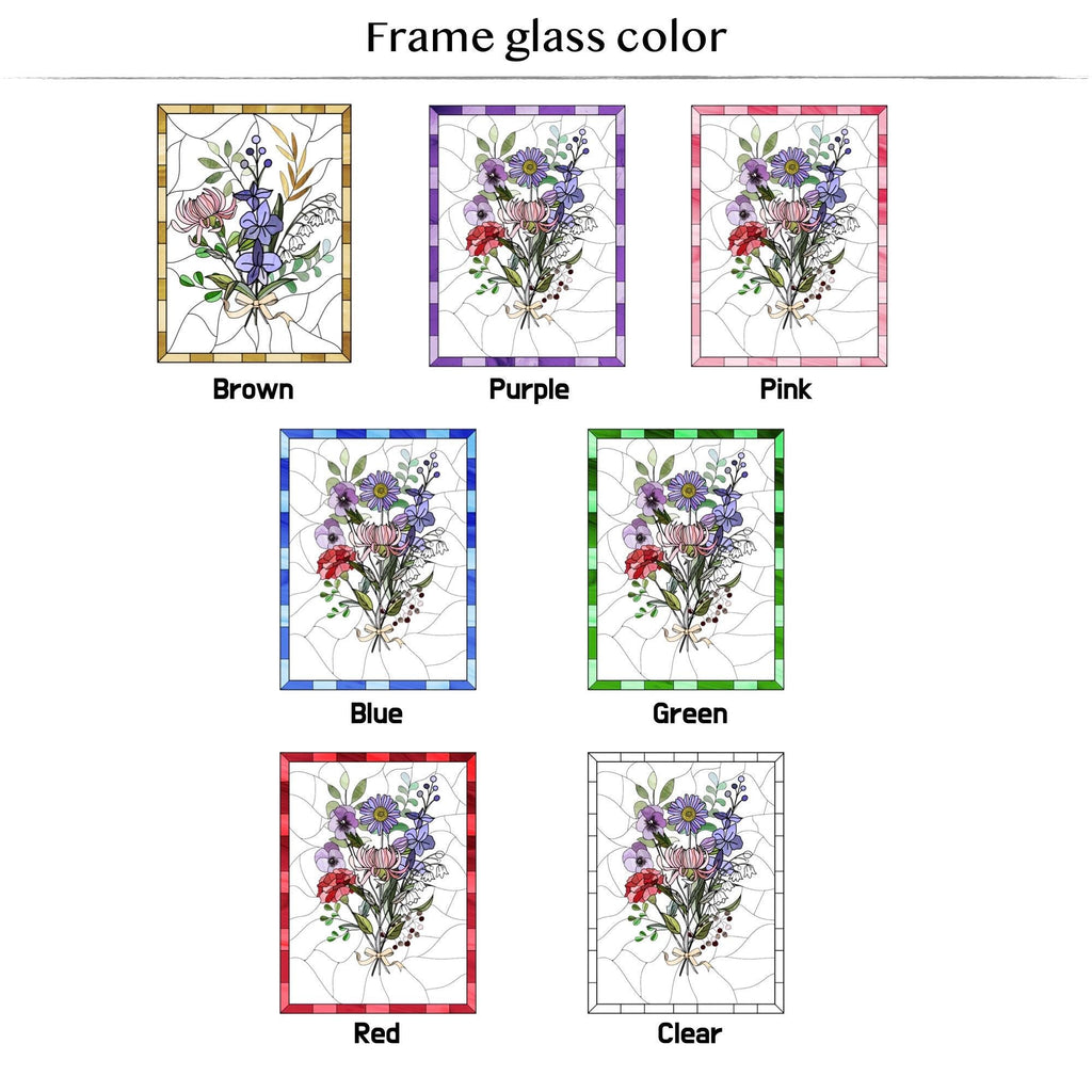 RainLine Personalized Birth Flower Bouquet Stained Glass Suncatcher