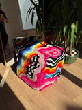OrnnWorks Rainbow Checkered Psychedelic Tufted Ottoman Pouf Cover