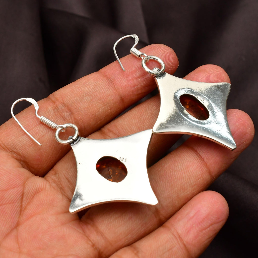 Baltic Amber Sterling Silver Earrings: Handmade Bohemian Jewelry