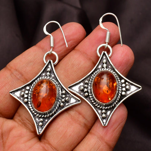 EkkJewels Baltic Amber Sterling Silver Dangle Earrings