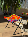 OrnnWorks Wavy Colorful 3D Fluffy Tufted Stool 15.8in