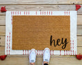 Hey Welcome Doormat: Coir Front Porch Decor