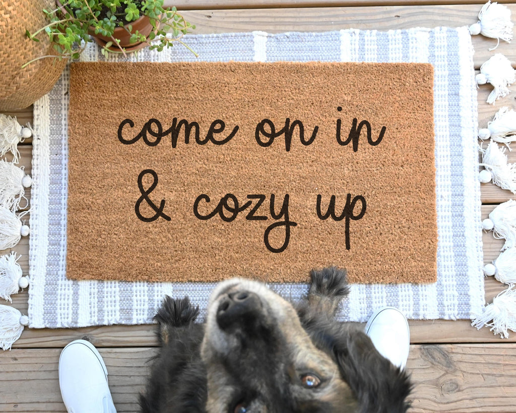 Come On In & Cozy Up Coir Doormat Welcome Mat Front Porch Decor