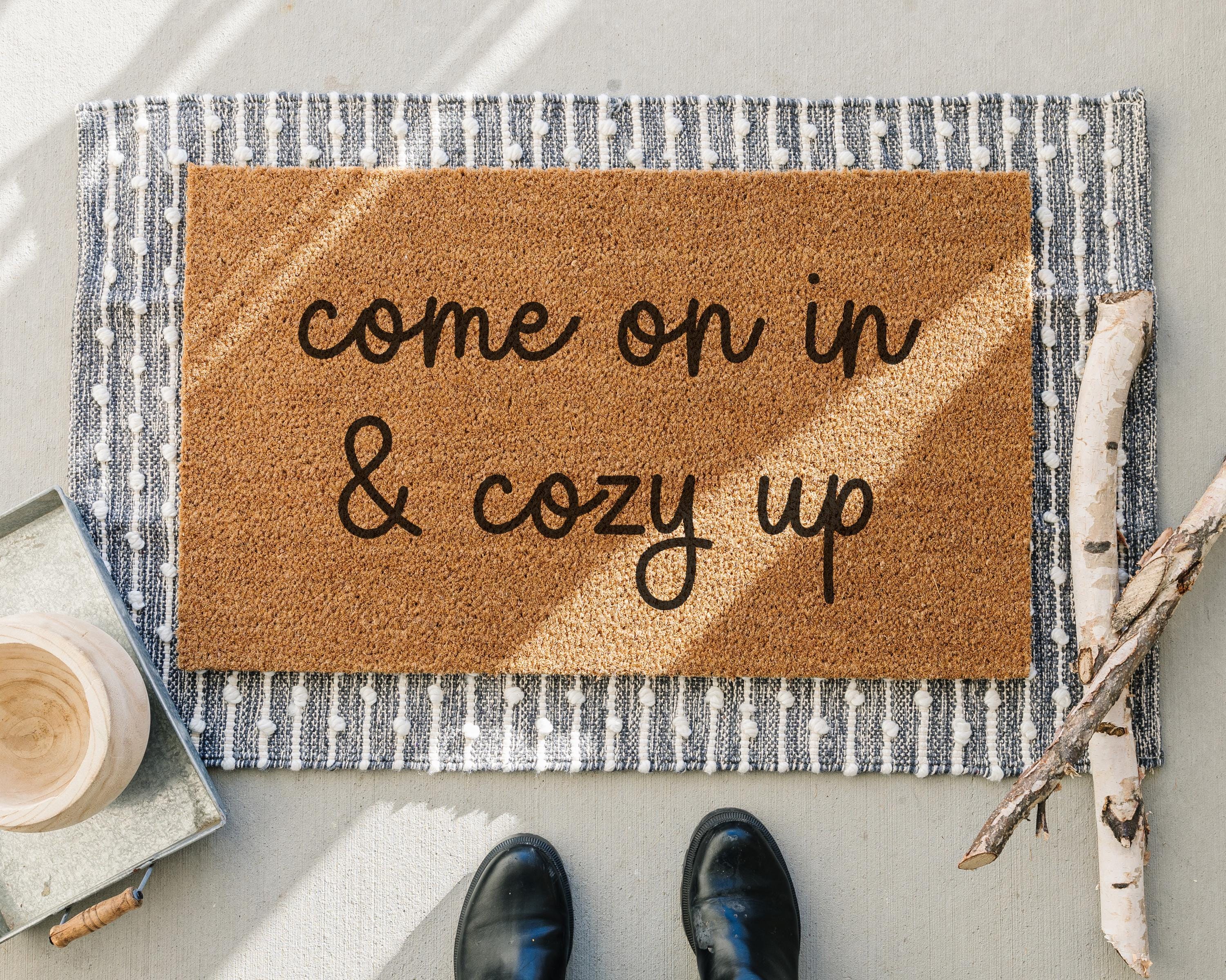 Come On In & Cozy Up Coir Doormat Welcome Mat Front Porch Decor