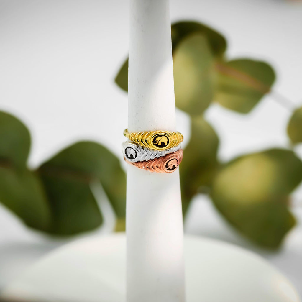 SilverGoldandRose Sterling Silver Elephant Ring Good Luck Charm 925