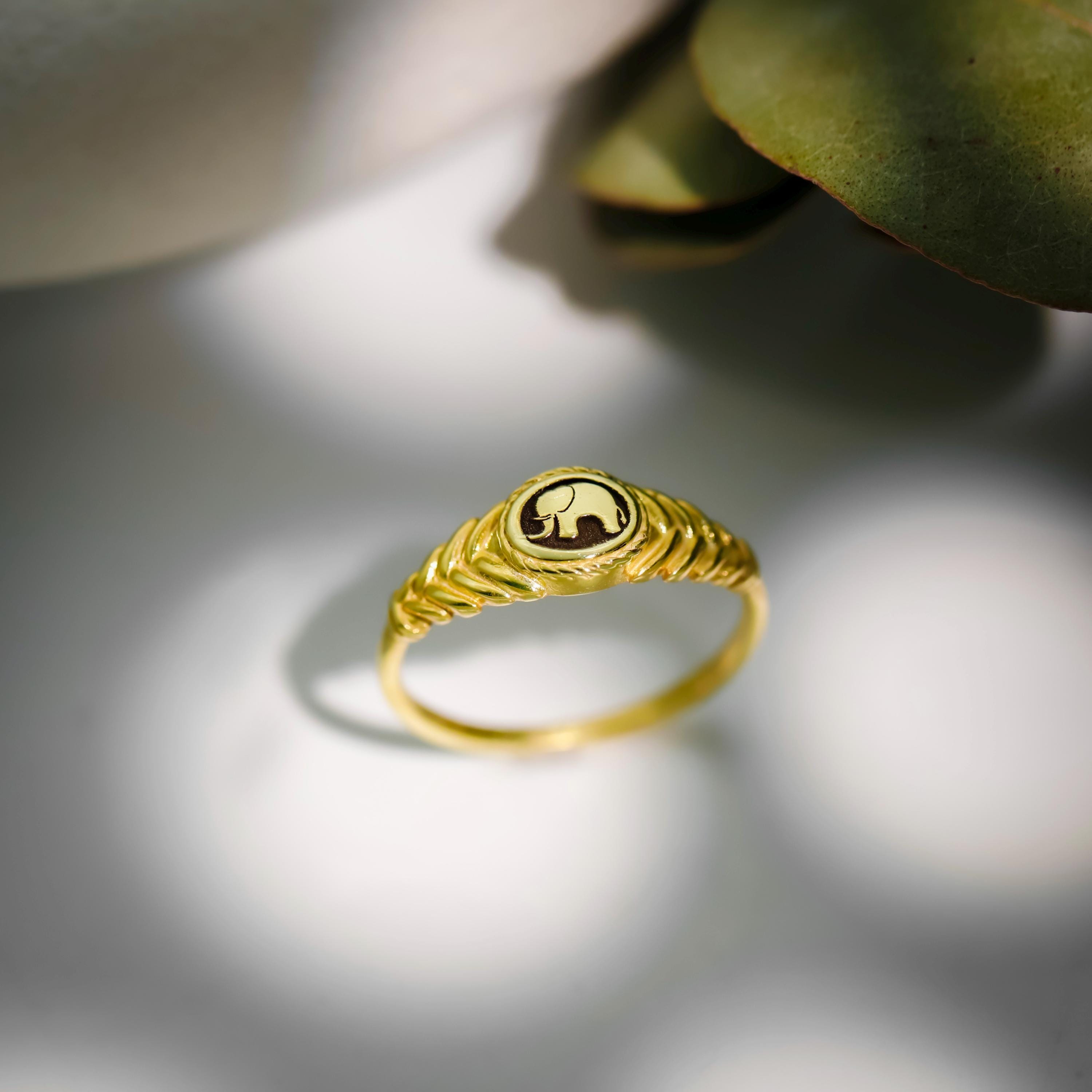 SilverGoldandRose Sterling Silver Elephant Ring Good Luck Charm 925