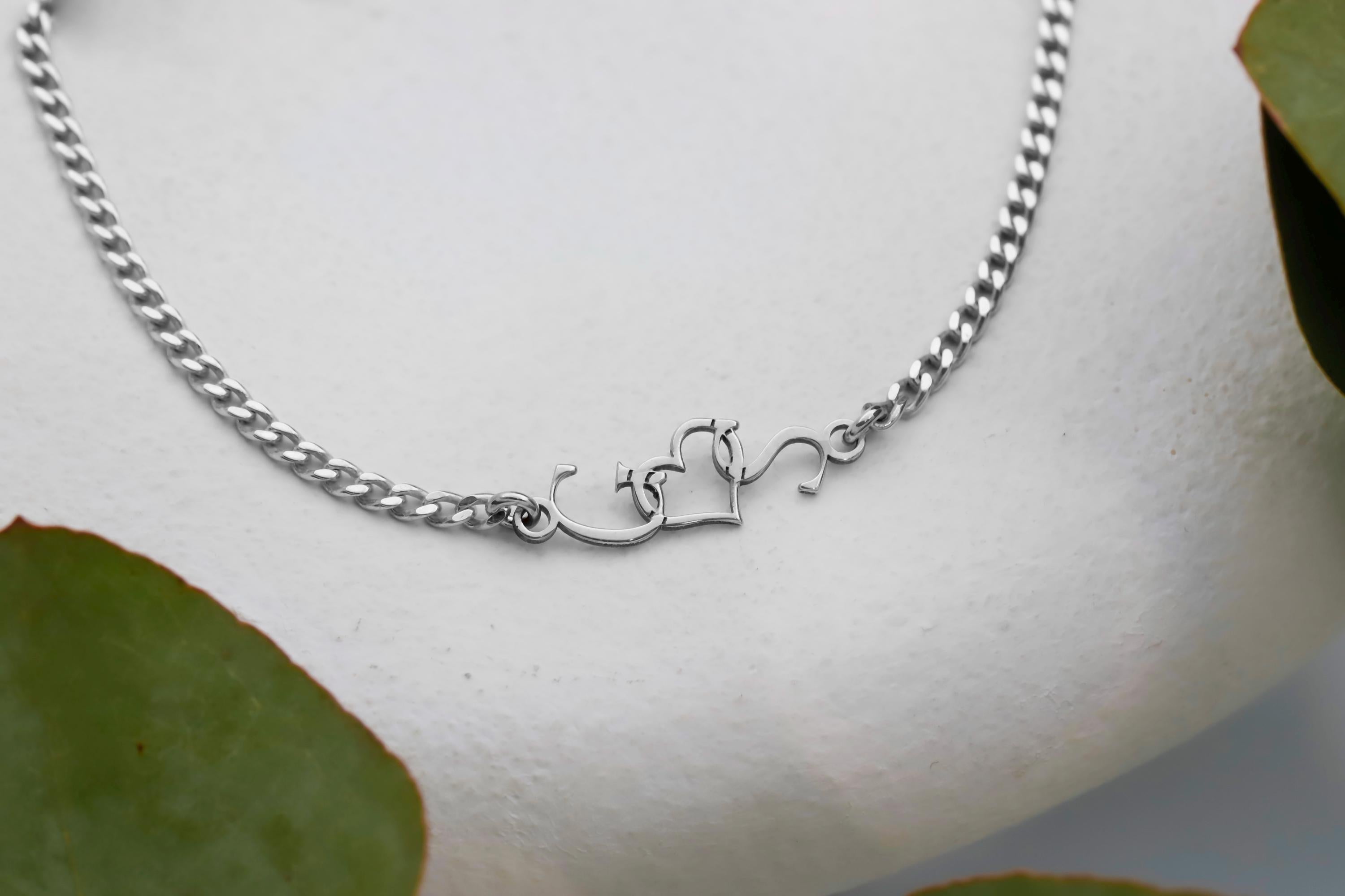 SilverGoldandRose Dainty Intertwined Initials Heart Bracelet Sterling Silver