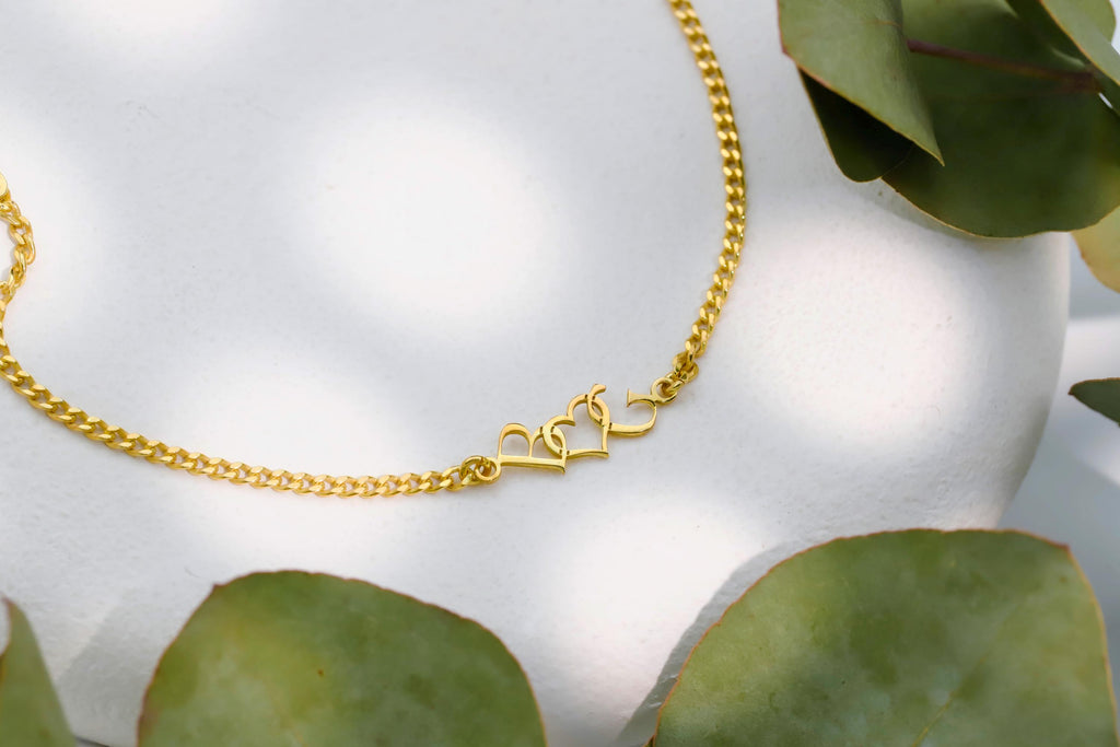 SilverGoldandRose Dainty Intertwined Initials Heart Bracelet Sterling Silver