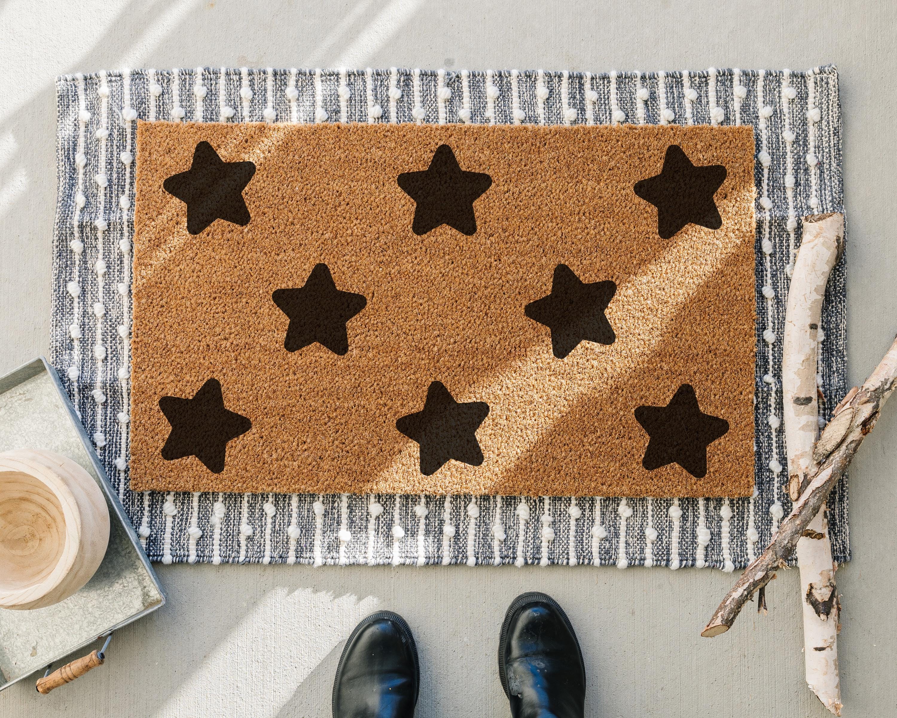 HamlinRowShop Star Pattern Coir Doormat Durable Welcome Mat for Entryway