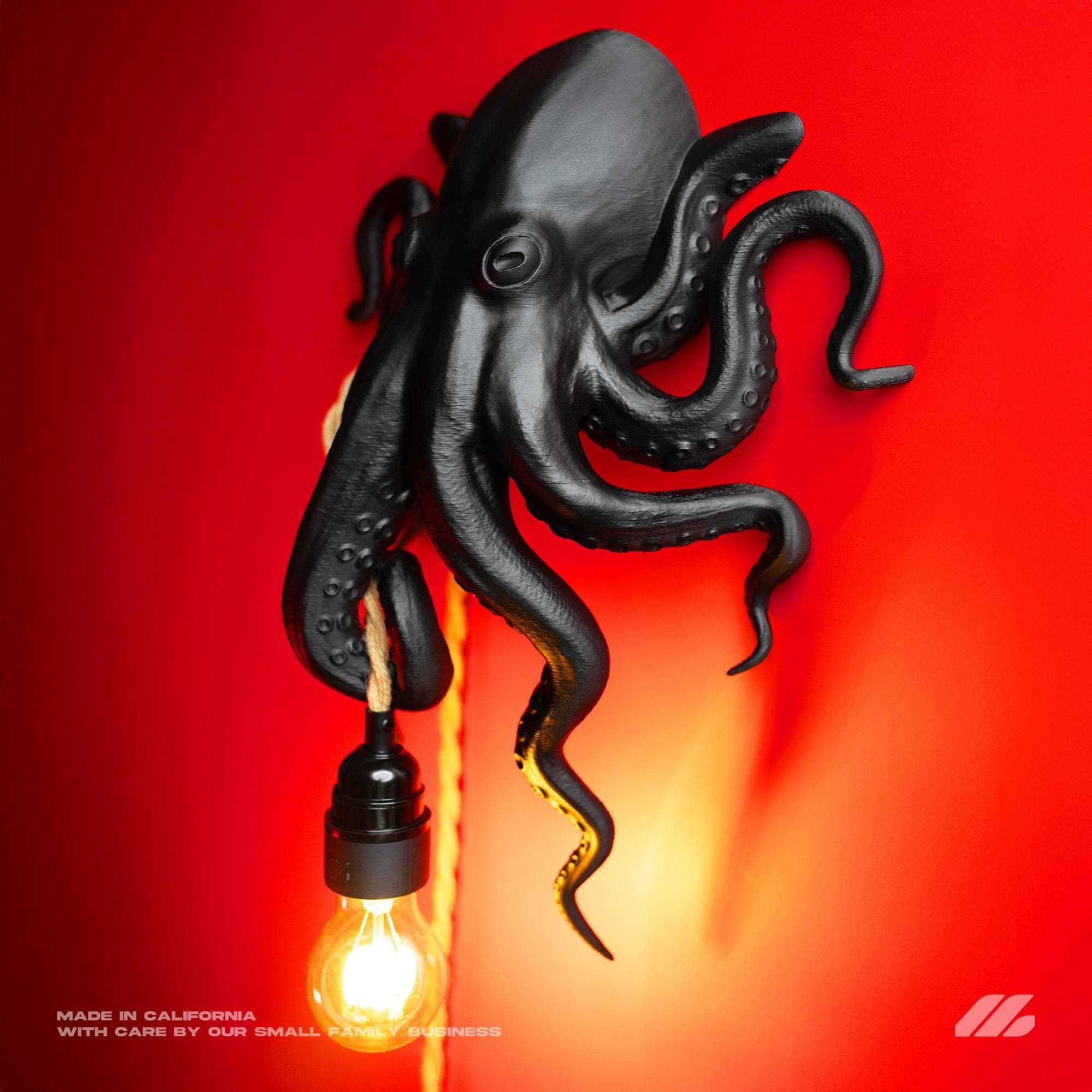 April16studio Black Octopus Wall Lamp Nautical Art Sconce 13in