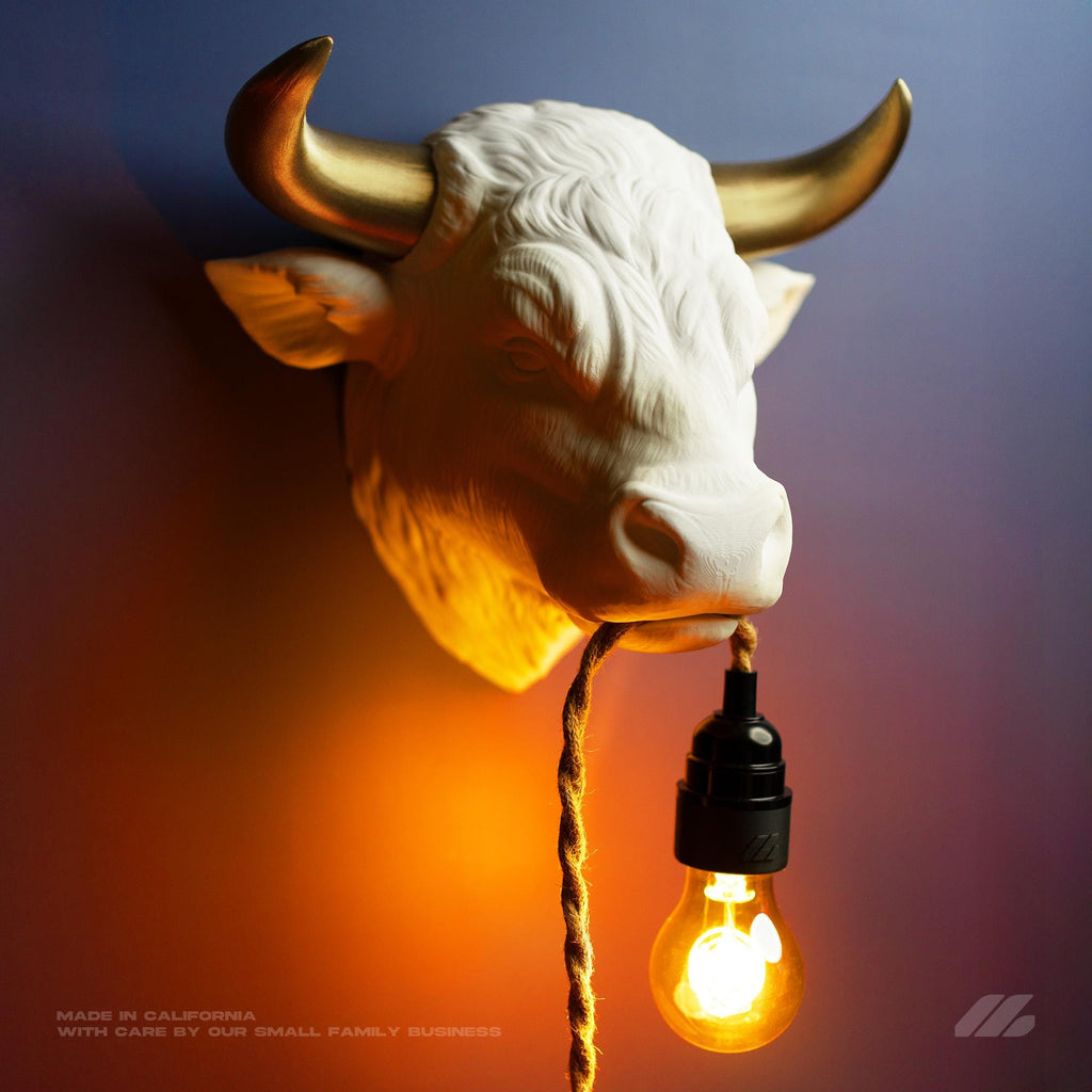 April16studio Bull Wall Lamp 3D Printed Handcrafted Sconce White