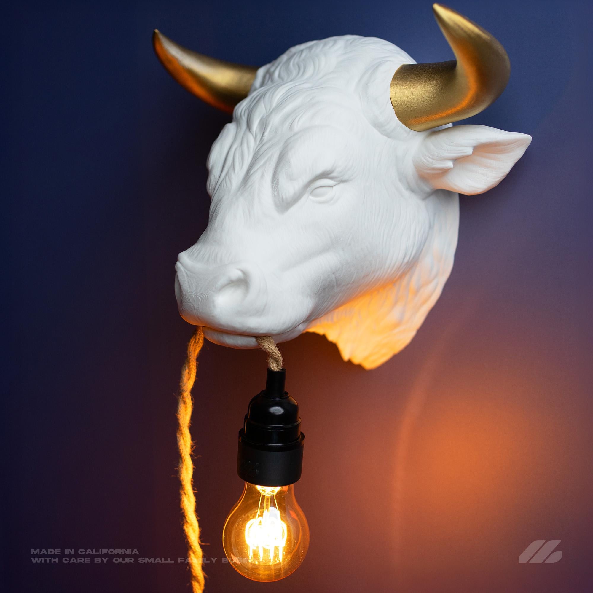 April16studio Bull Wall Lamp 3D Printed Handcrafted Sconce White