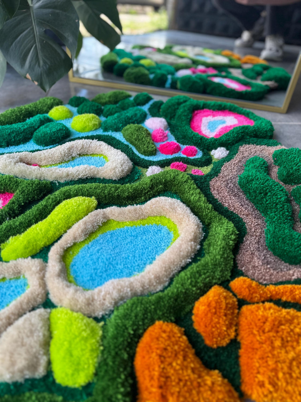OrnnWorks 3D Island Tufted Rug Nature Inspired Handmade Carpet