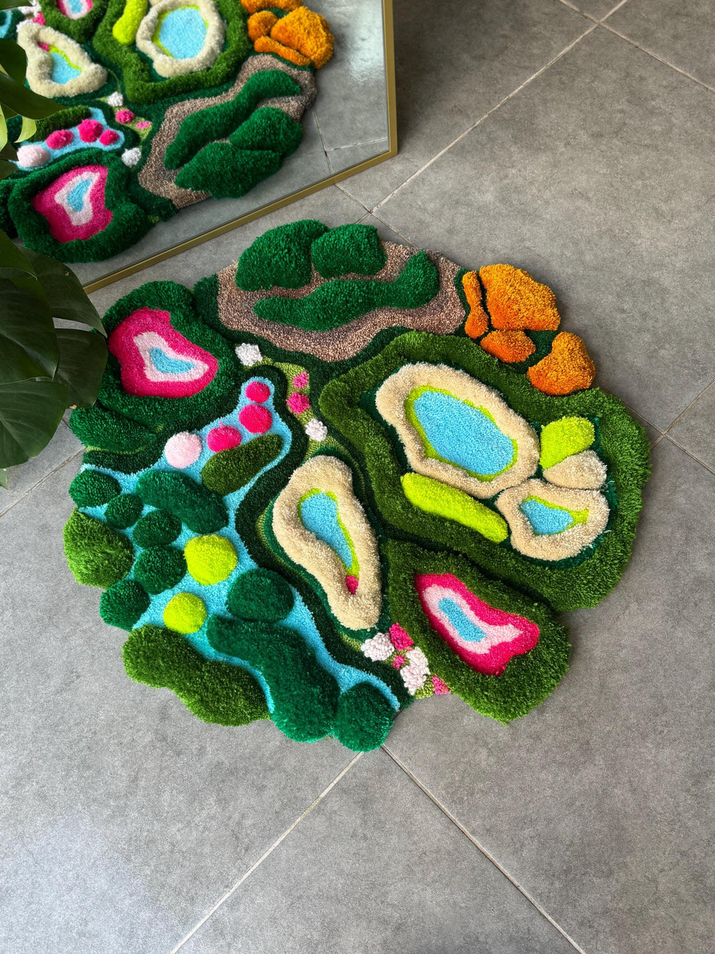 OrnnWorks 3D Island Tufted Rug Nature Inspired Handmade Carpet