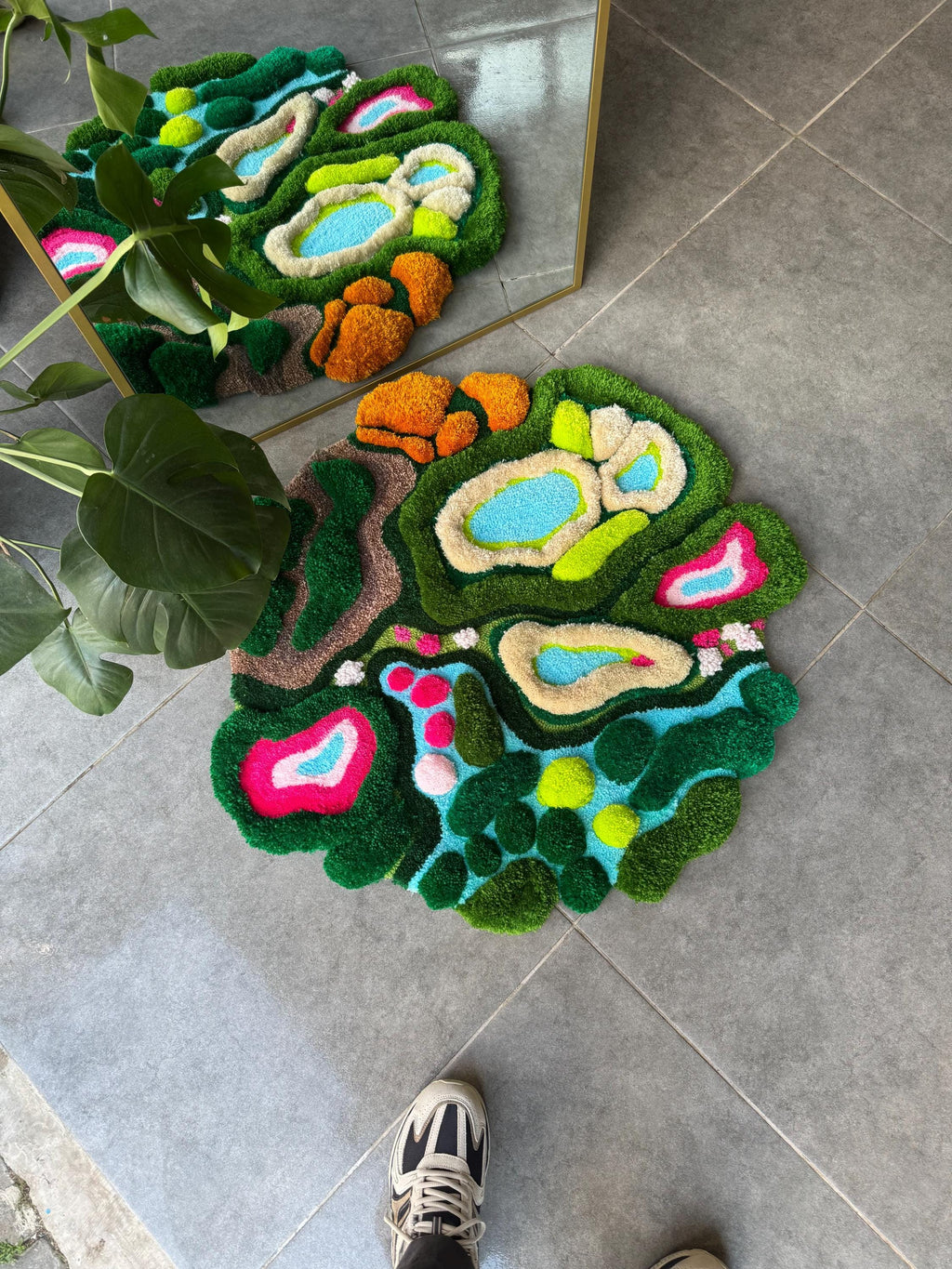 OrnnWorks 3D Island Tufted Rug Nature Inspired Handmade Carpet