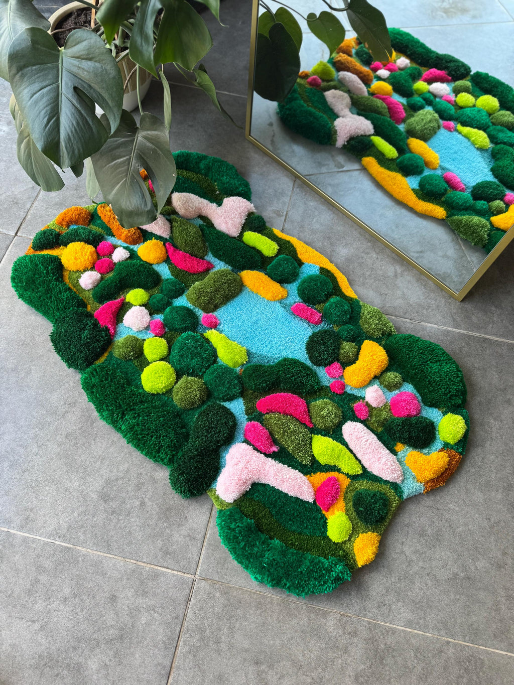 OrnnWorks Tropical Paradise 3D Handmade Tufted Rug Colorful Island Scene