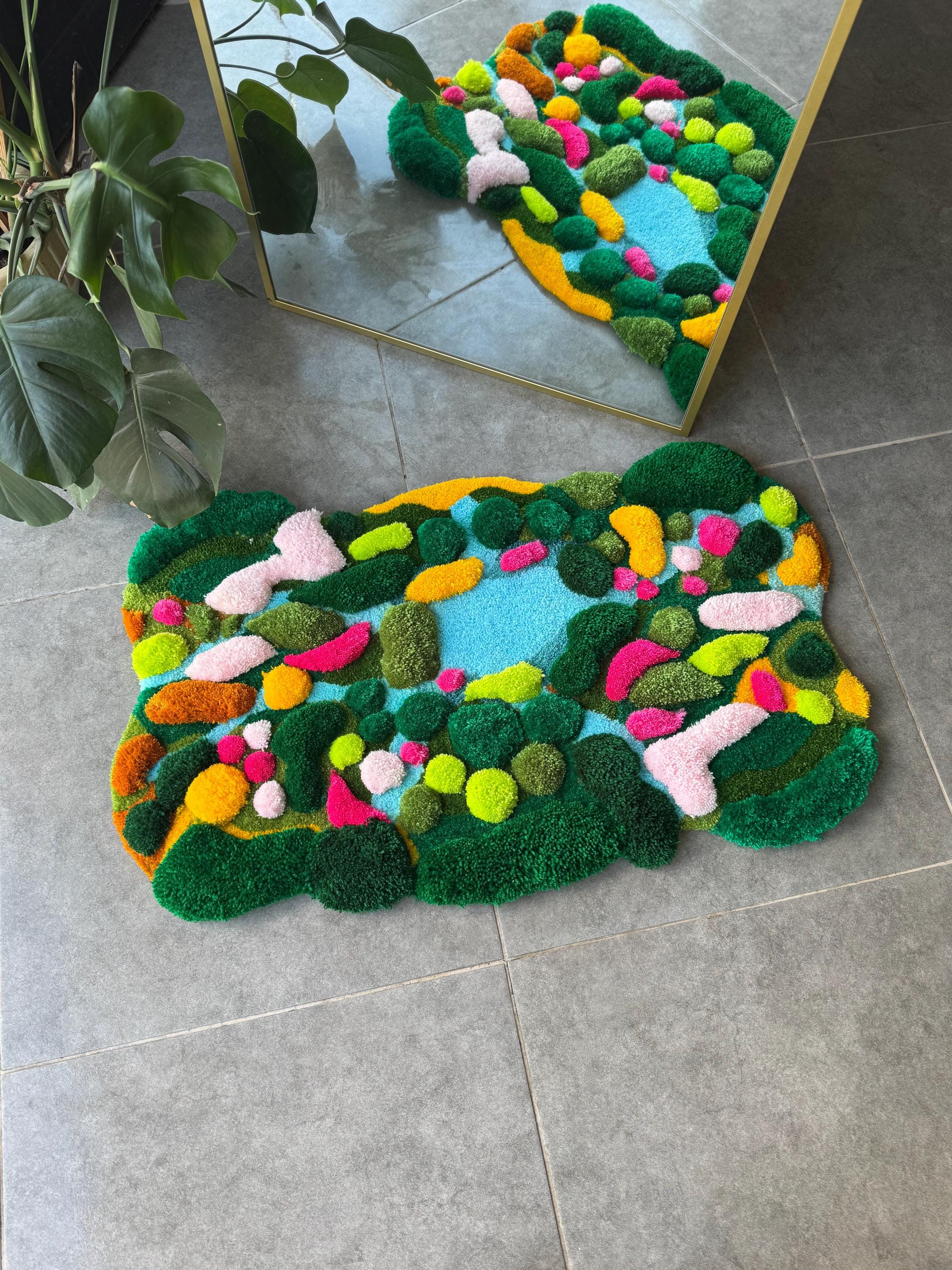 OrnnWorks Tropical Paradise 3D Handmade Tufted Rug Colorful Island Scene