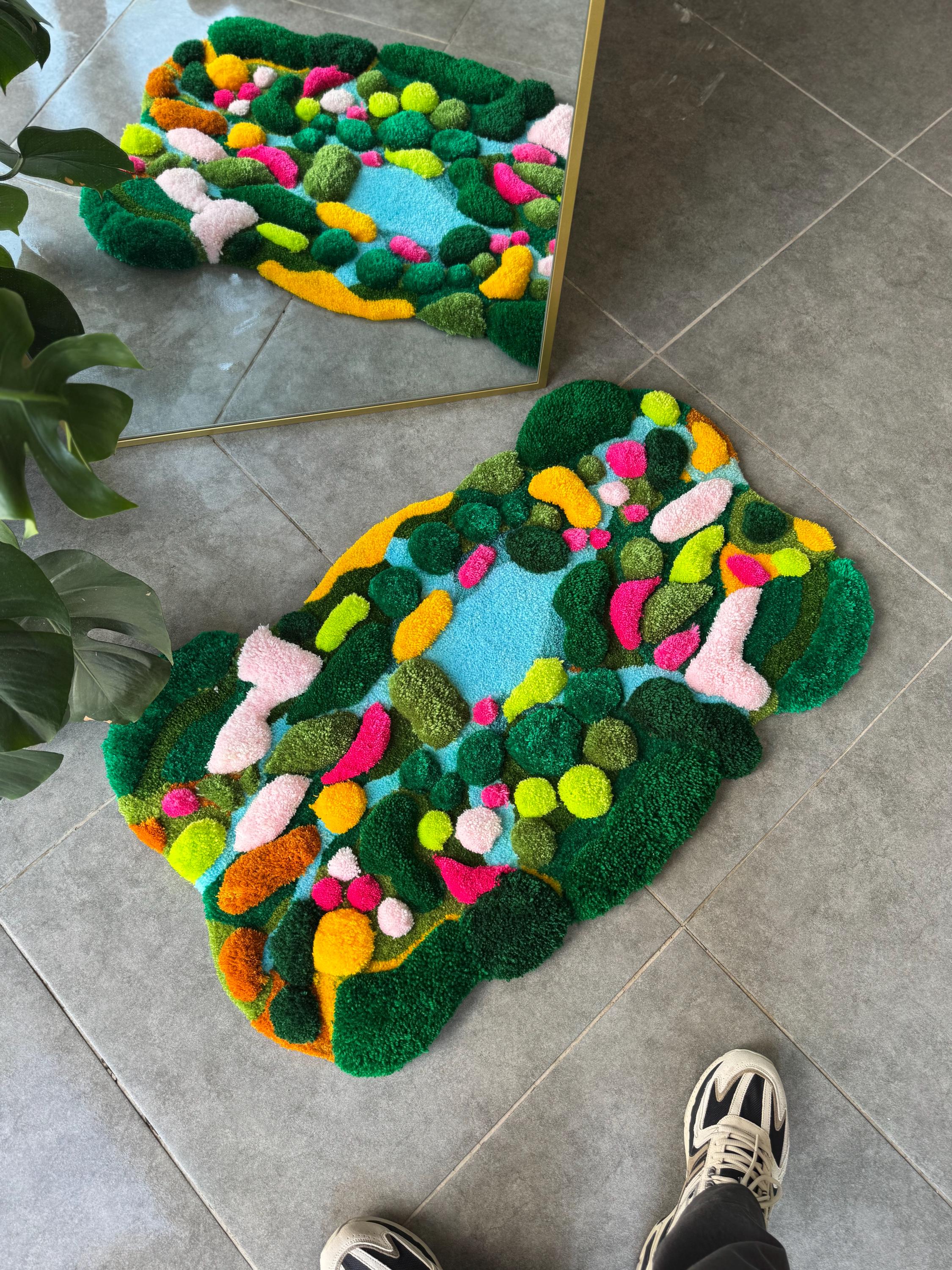 OrnnWorks Tropical Paradise 3D Handmade Tufted Rug Colorful Island Scene