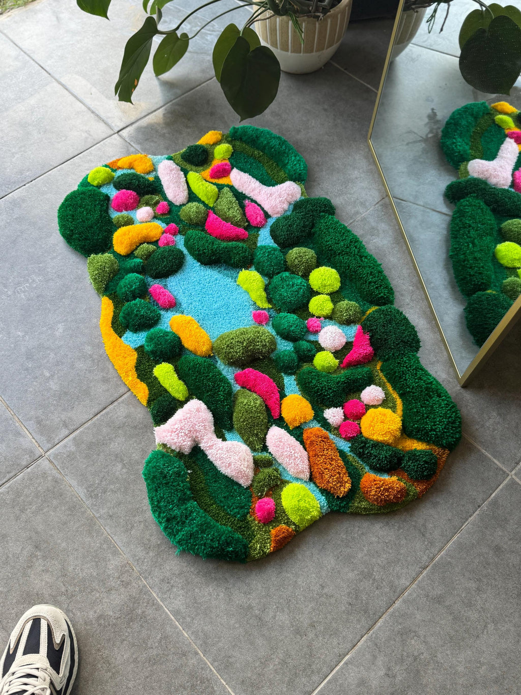 OrnnWorks Tropical Paradise 3D Handmade Tufted Rug Colorful Island Scene