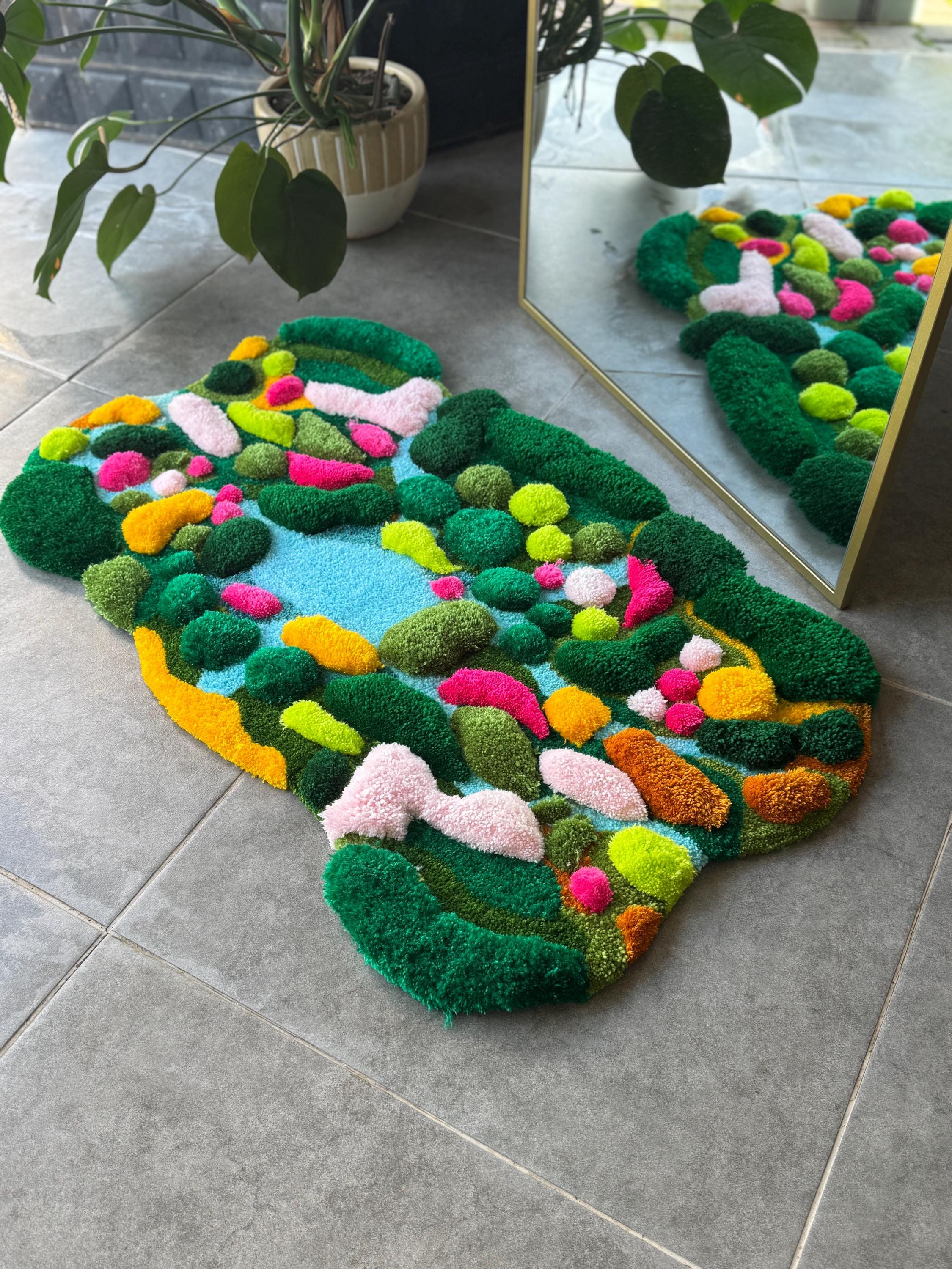 OrnnWorks Tropical Paradise 3D Handmade Tufted Rug Colorful Island Scene