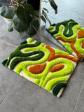 OrnnWorks Modern 3D Green Textured Handmade Tufted Rug