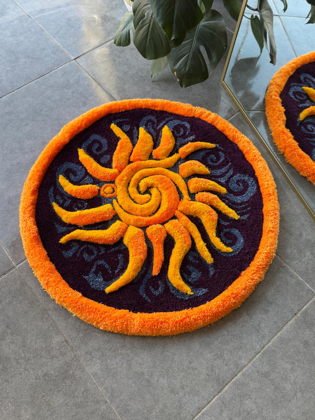 OrnnWorks 3D Sunshine Handmade Tufted Rug Purple Blue Yellow Orange