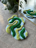 OrnnWorks 3D Green & Blue Textured Handmade Tufted Rug