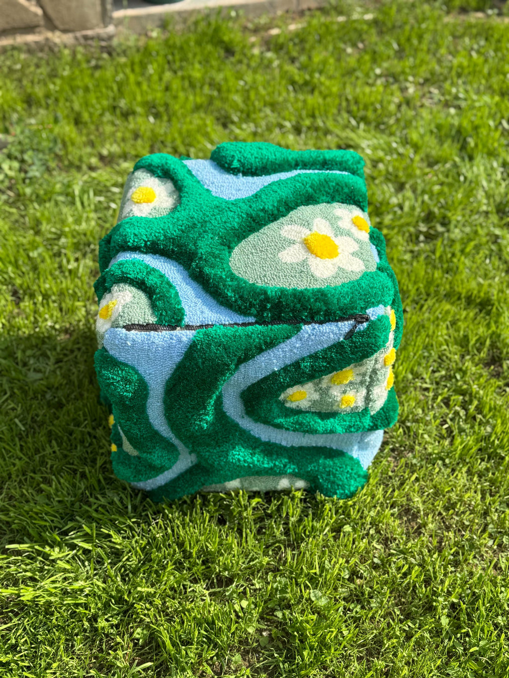 OrnnWorks Daisy and River Handmade Tufted Ottoman Pouf Cover Unstuffed