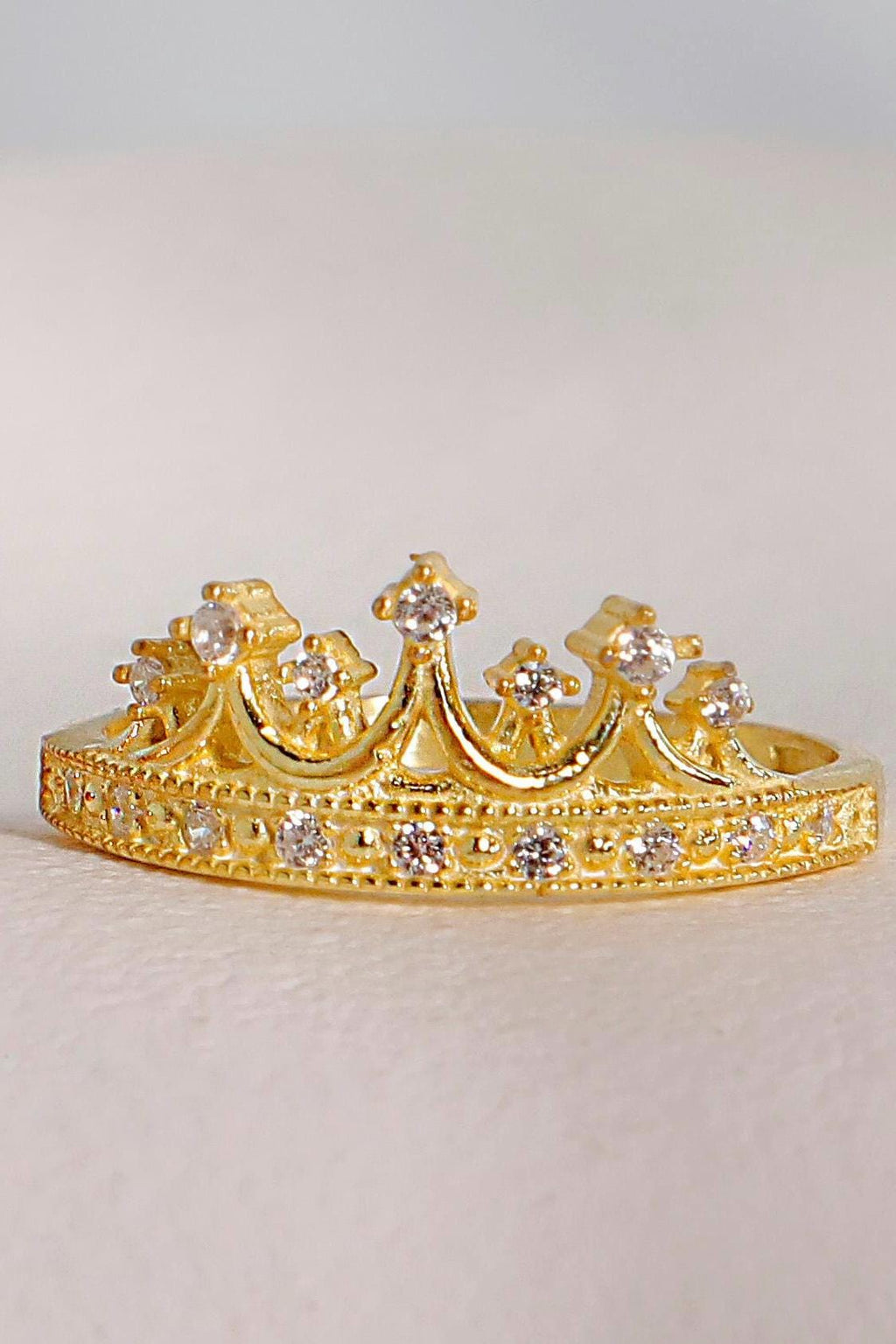 Gold Crown Ring Set: Sterling Silver Princess Rings