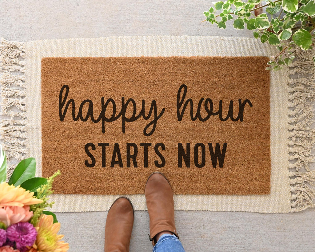 Happy Hour Starts Now Coir Doormat