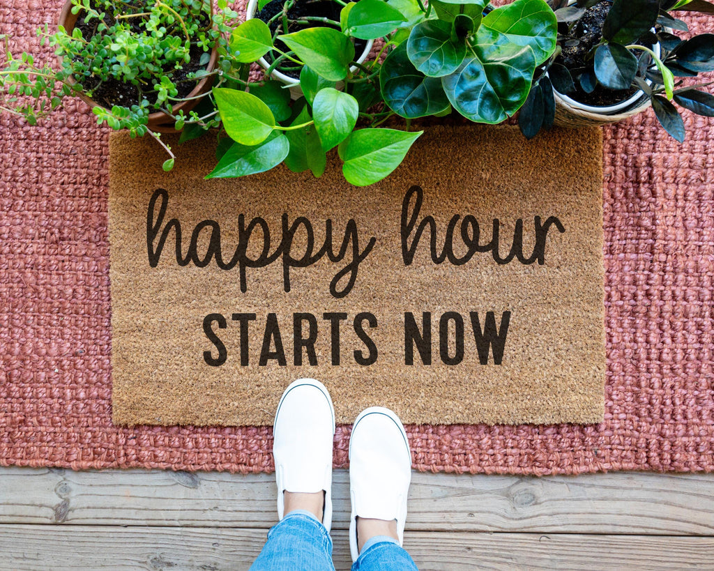 Happy Hour Starts Now Coir Doormat