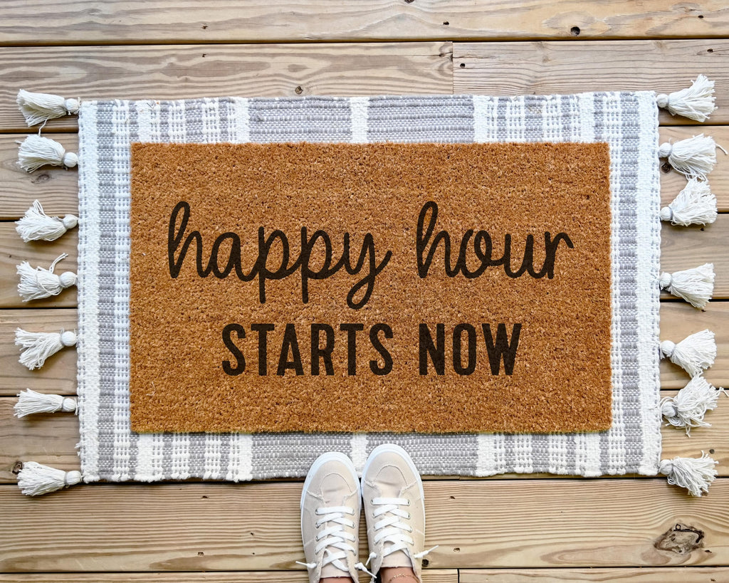 Happy Hour Starts Now Coir Doormat