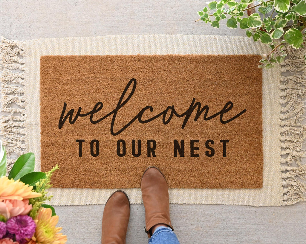HamlinRowShop Welcome to Our Nest Coir Outdoor Doormat