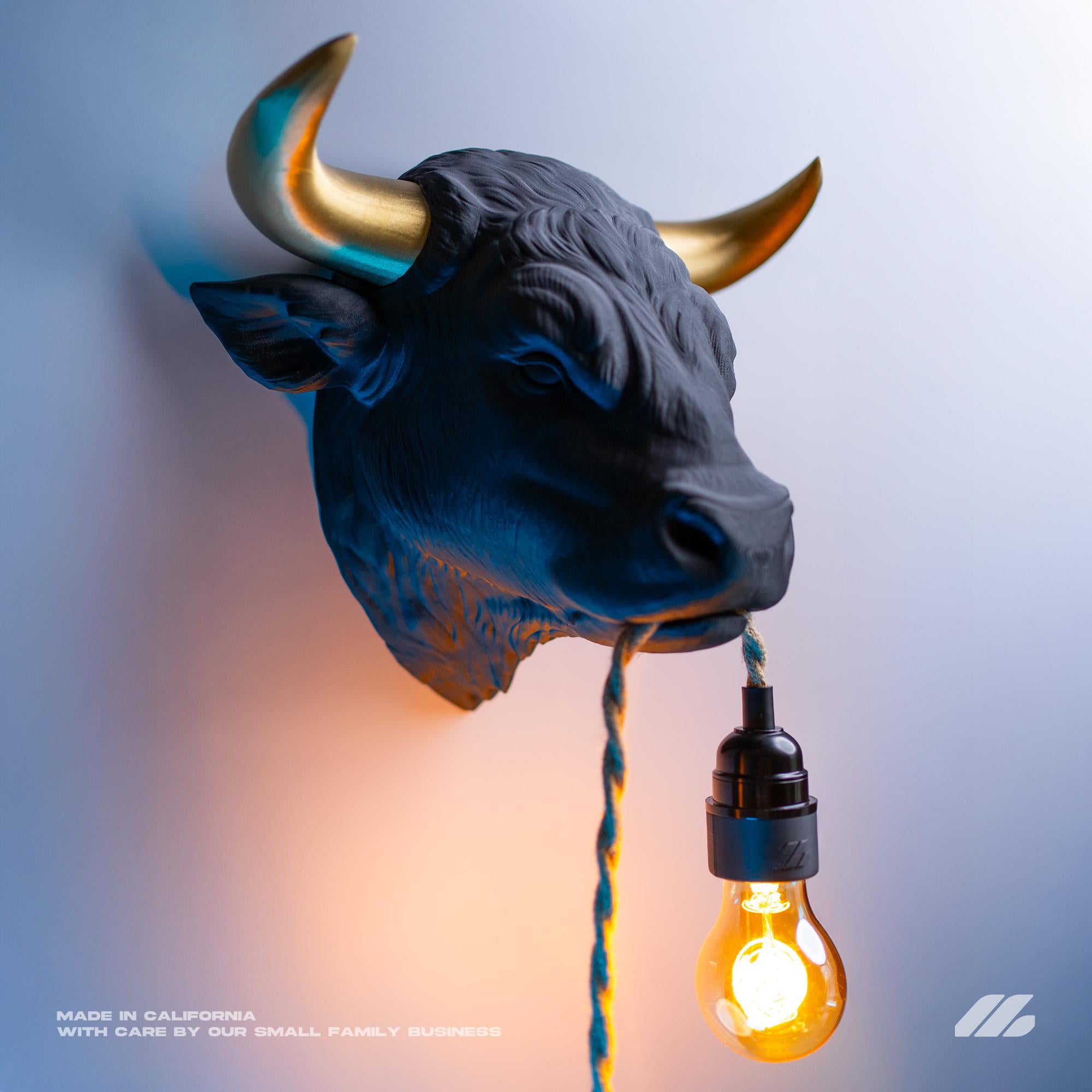 Bull Wall Lamp 3D Printed Handcrafted Sconce