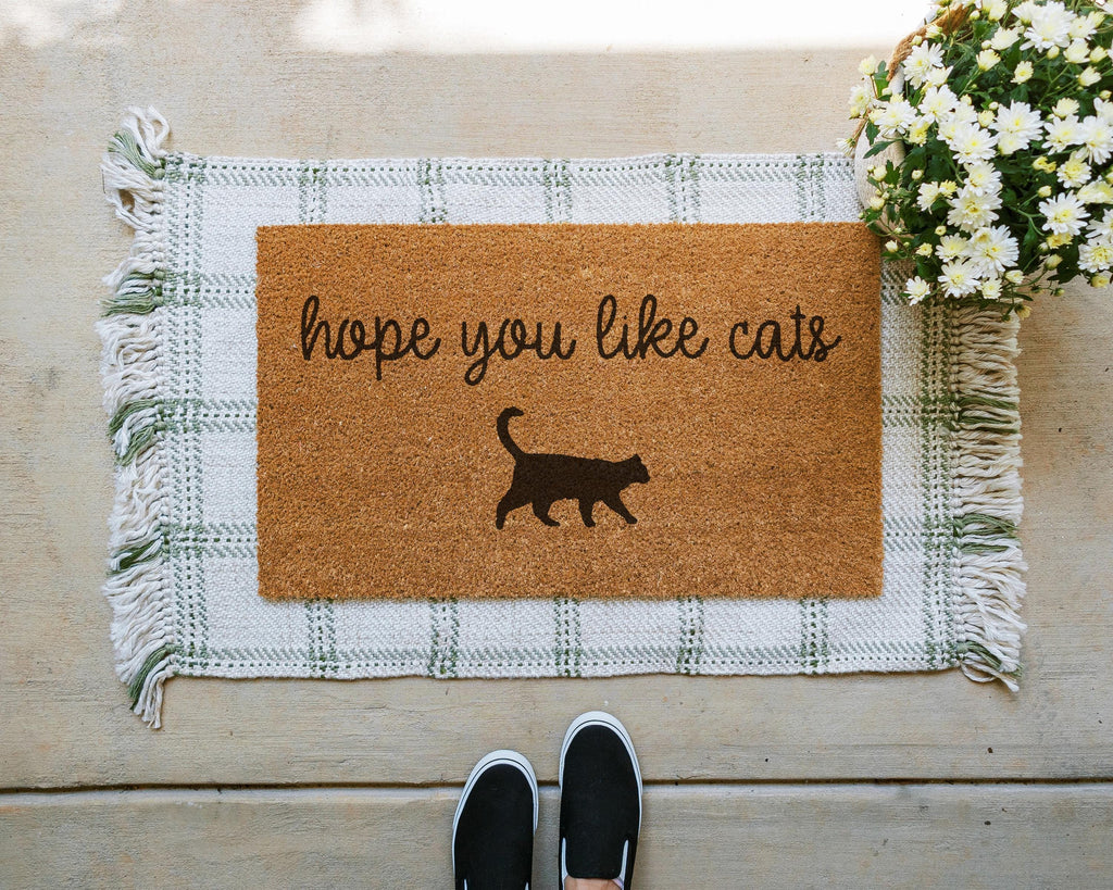 Coir Doormat Hope You Like Cats Funny Welcome Mat for Cat Lovers