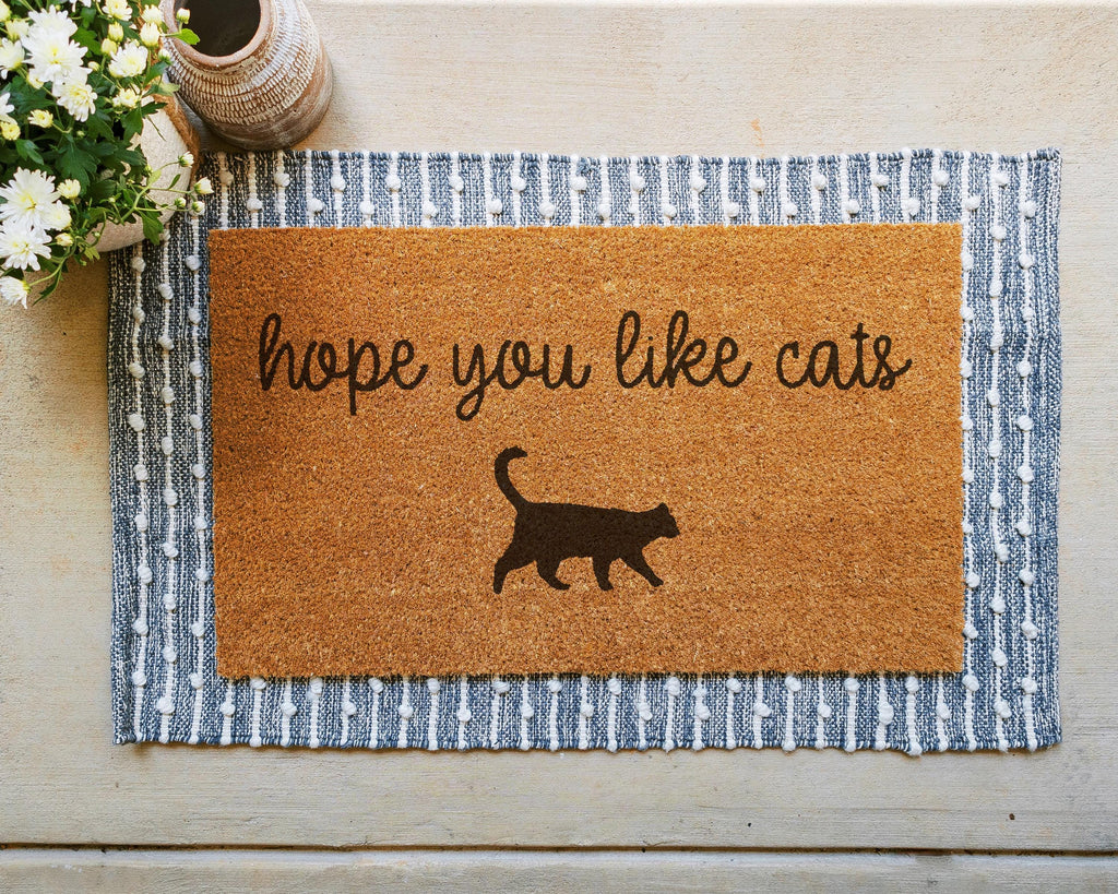 Coir Doormat Hope You Like Cats Funny Welcome Mat for Cat Lovers