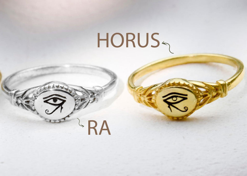 SilverGoldandRose Horus Eye Signet Ring 925 Sterling Silver Midi
