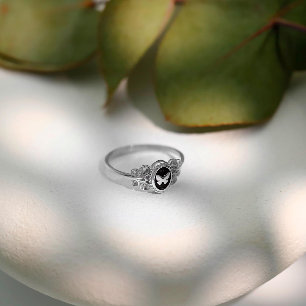 Pinky Butterfly Rings 925 Sterling Silver: Vintage Style Symbols Jewelry