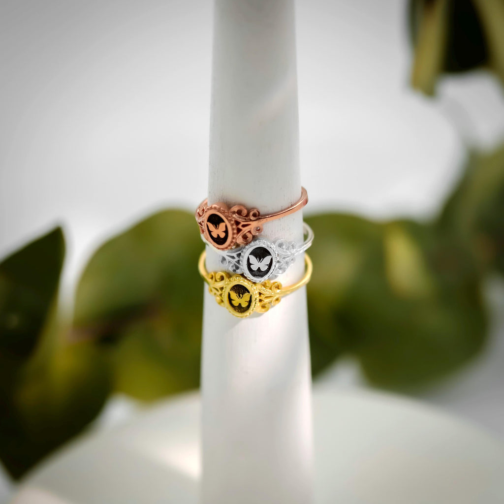 Pinky Butterfly Rings 925 Sterling Silver: Vintage Style Symbols Jewelry