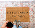 HamlinRowShop Funny Wine & Naps Coir Doormat Natural Fiber