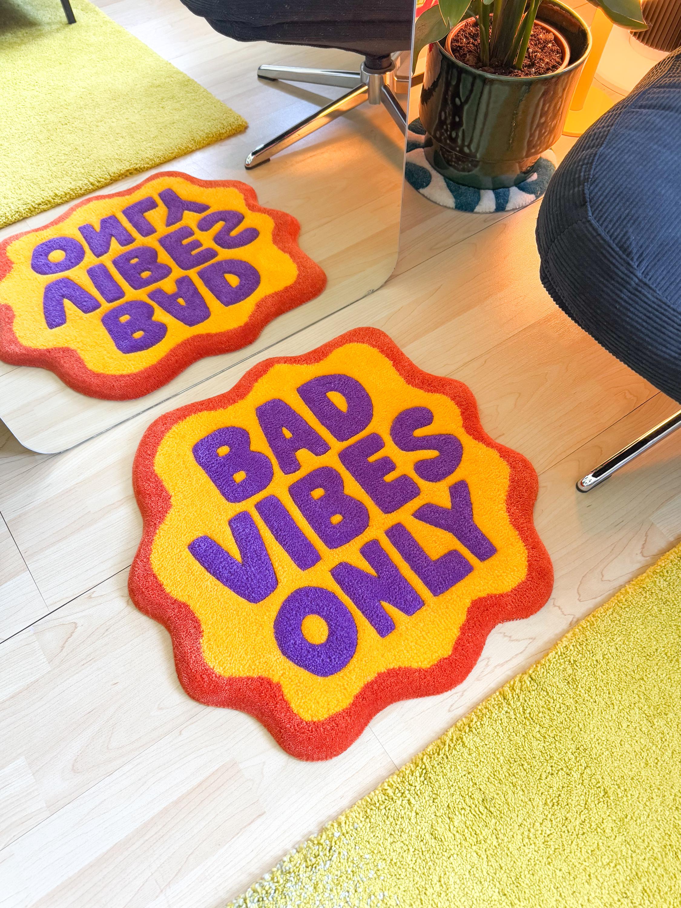 LargoModern Bad Vibes Only Tufted Rug Hand Carved 20in