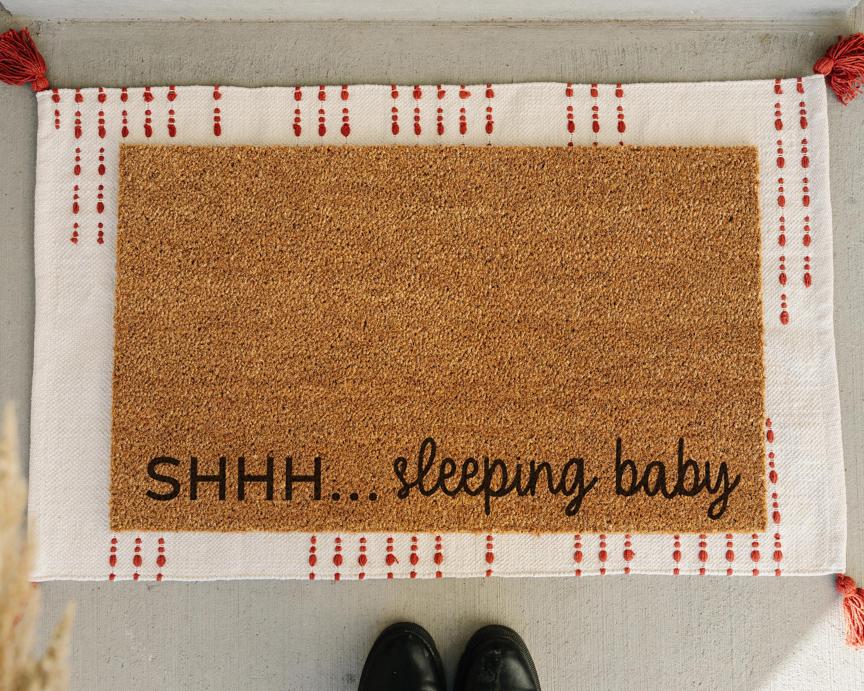 HamlinRowShop Sleeping Cop Coir Doormat Funny Front Porch Decor