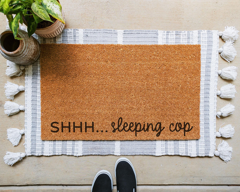 HamlinRowShop Sleeping Paramedic Coir Doormat Funny Welcome Mat