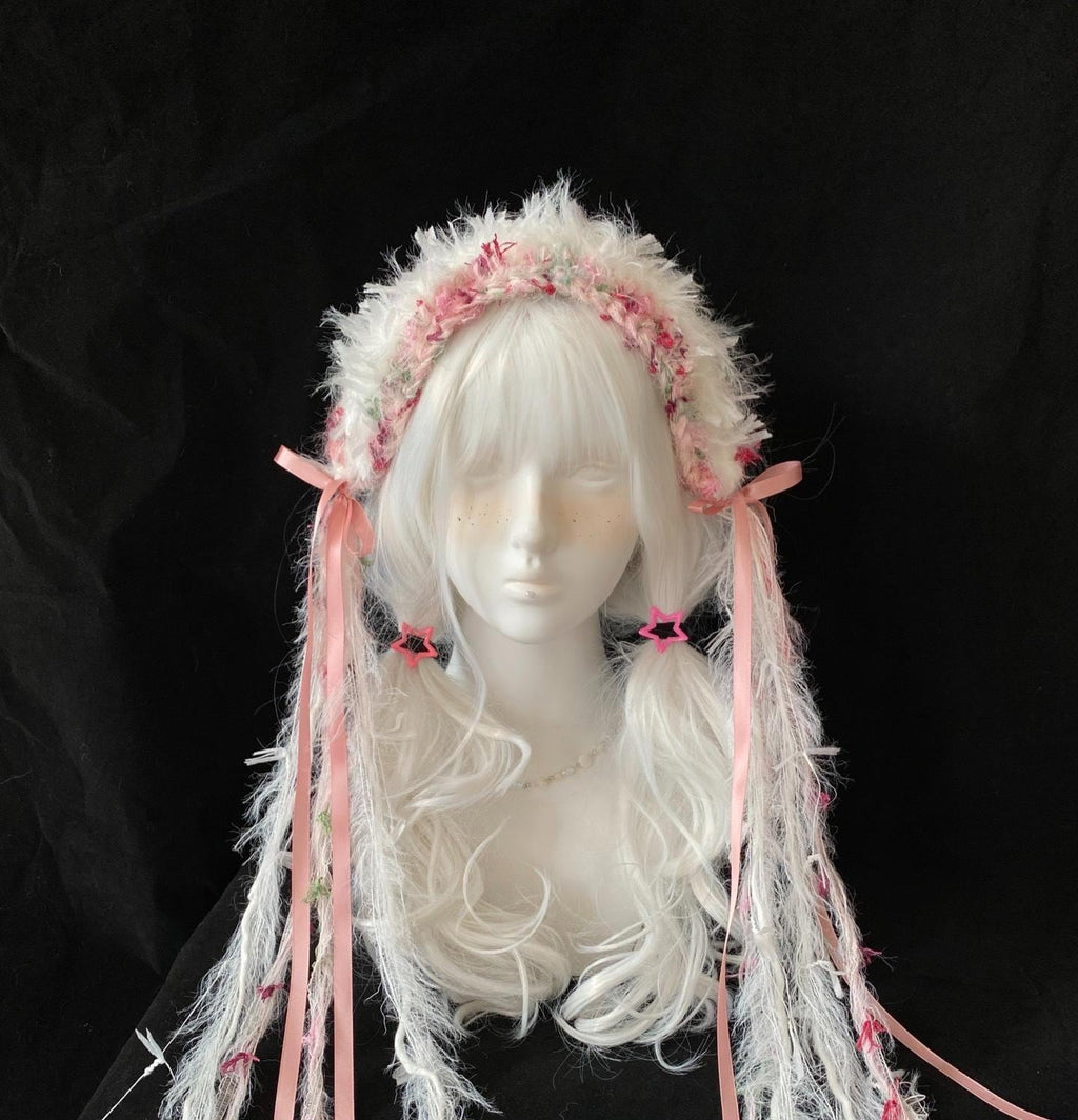 Handmade Lolita Feather Floral Headband 22in Kawaii Hair Accessory