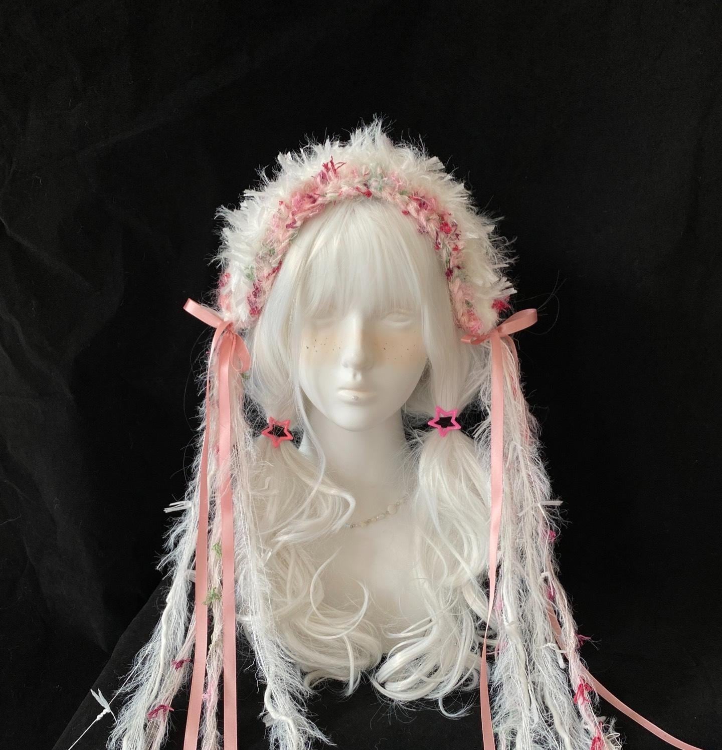 Handmade Lolita Feather Floral Headband 22in Kawaii Hair Accessory